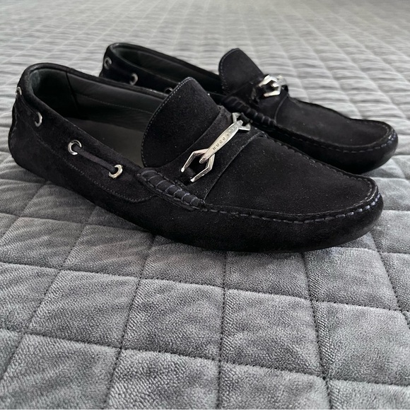 HUGO BOSS Penny Loafers Men 7 Shoes Black Suede - Picture 1 of 15